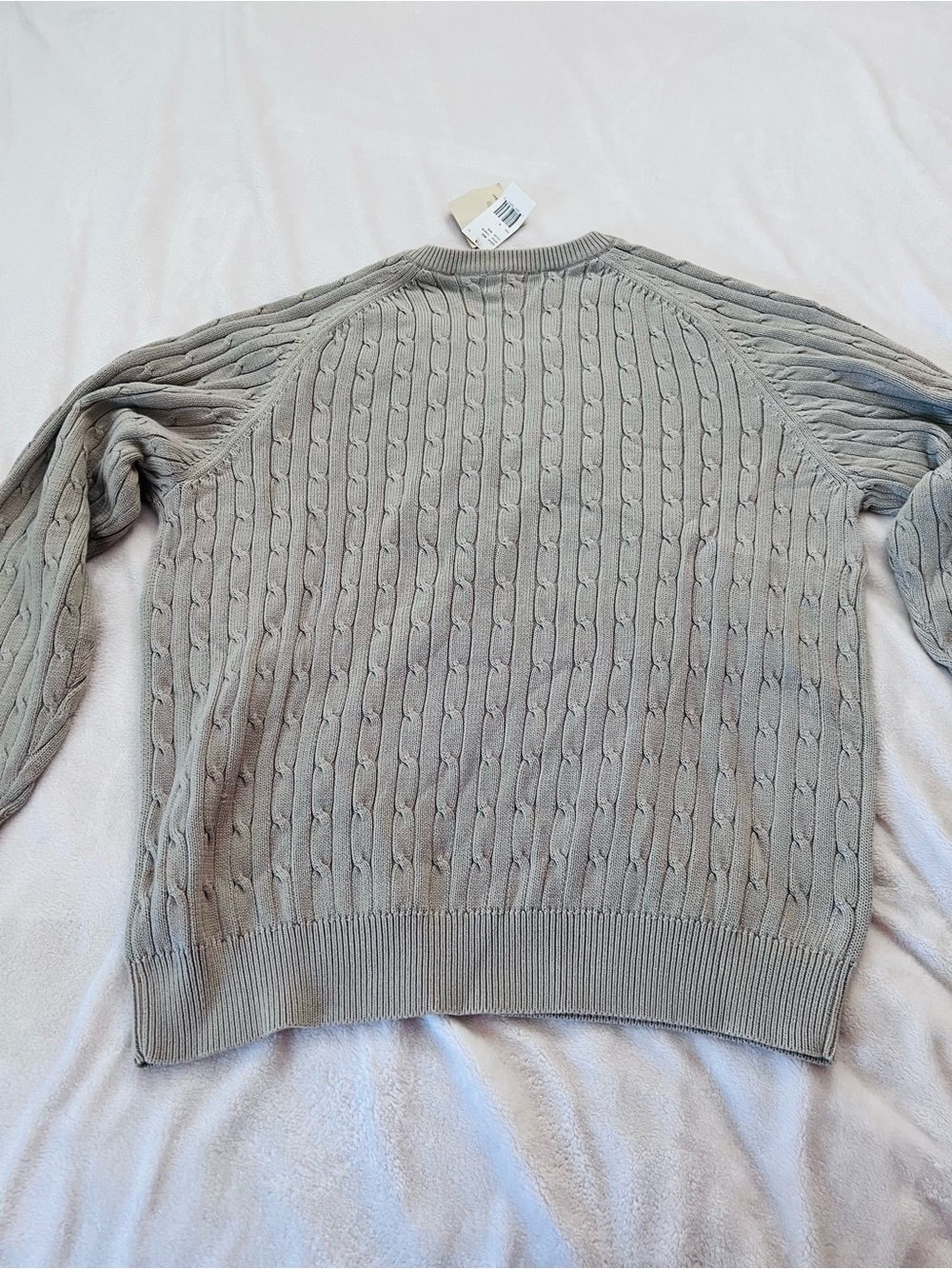 Woods & Gray Cable Knit V Neck Sweater XL Beige 100% Cotton Classic Old Money - Picture 13 of 14